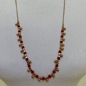 Landry 30"-33" BEAD NECKLACE with Gold Chain and Dark Pink Beads